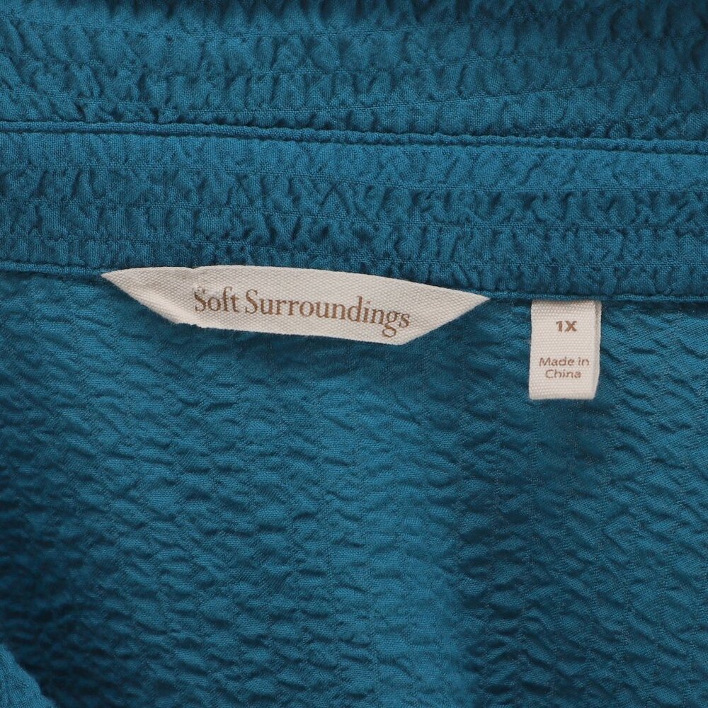 SOFT SURROUNDINGS Marianna Crinkle Tunic Top in Teal Blue Size 1X - Picture 5 of 6